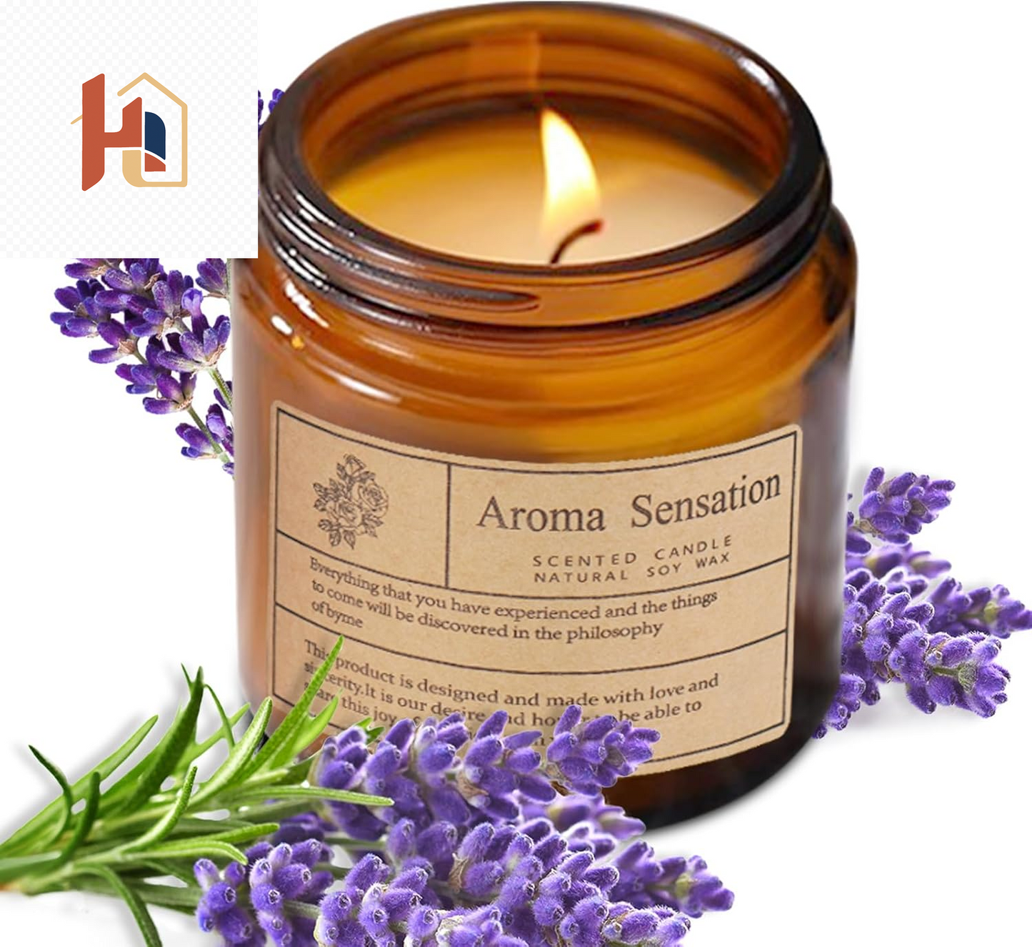 Vela Aromática de Lavanda Orgánica 200 g – Relajante, Antiestrés y Ecológica | Cera Natural & Larga Duración