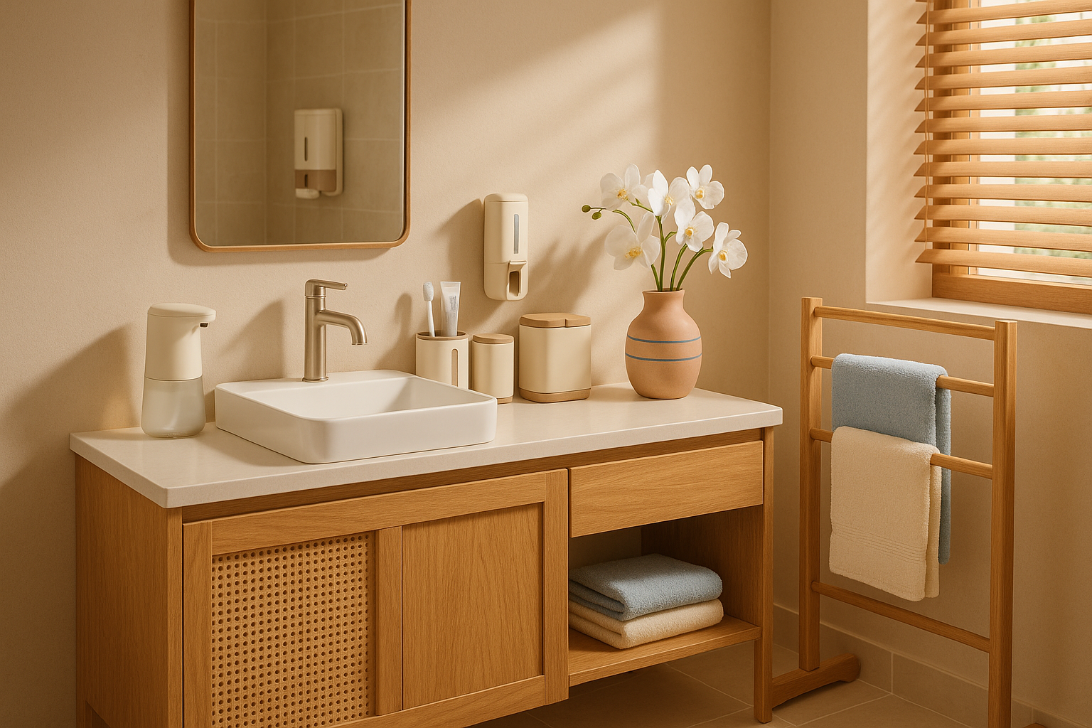 Complete modern bathroom vanity shower towels accessories HTrend