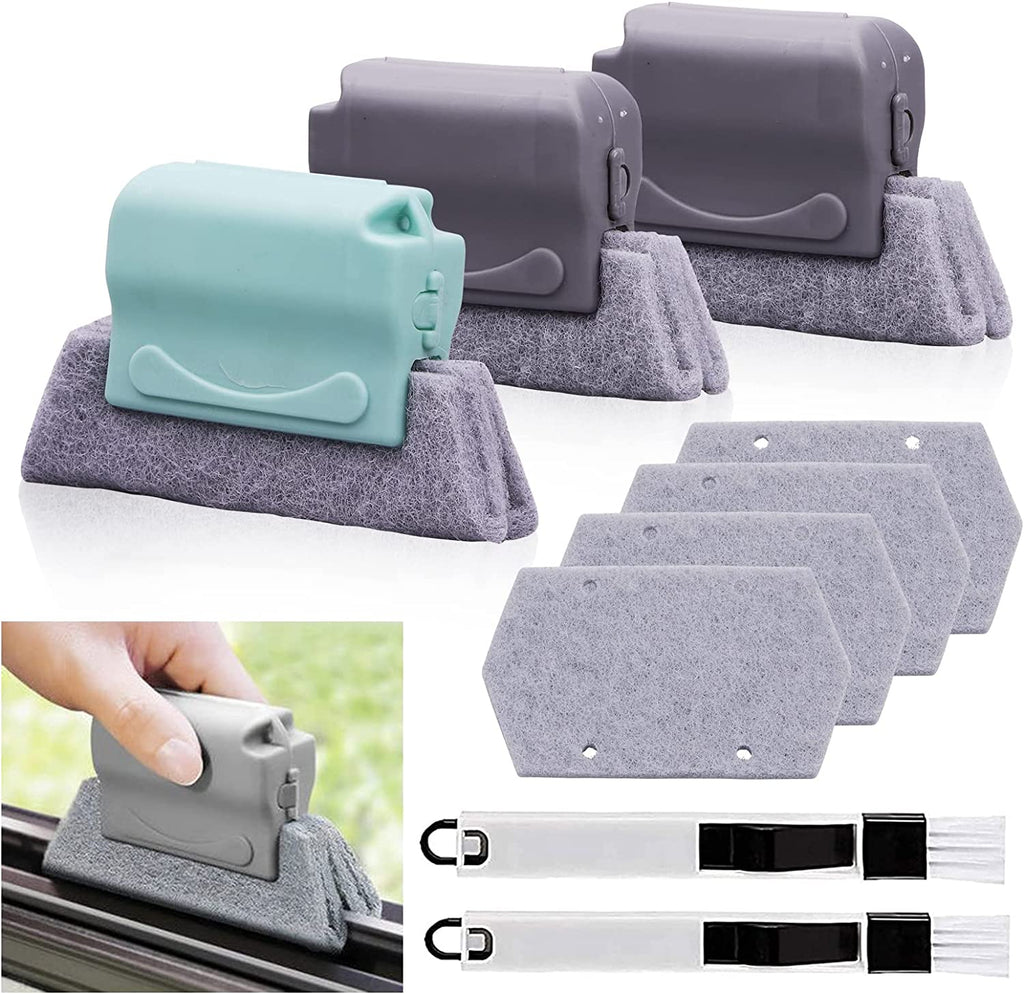 Koishu Magic Window Groove Cleaning Brush, Hand-Held Window Track Cleaner Brushes Tools Set, Sliding Door Track Cleaner, Sill, Tile Lines, Shutter, Car Vents, Keyboard, Small Spaces Clean