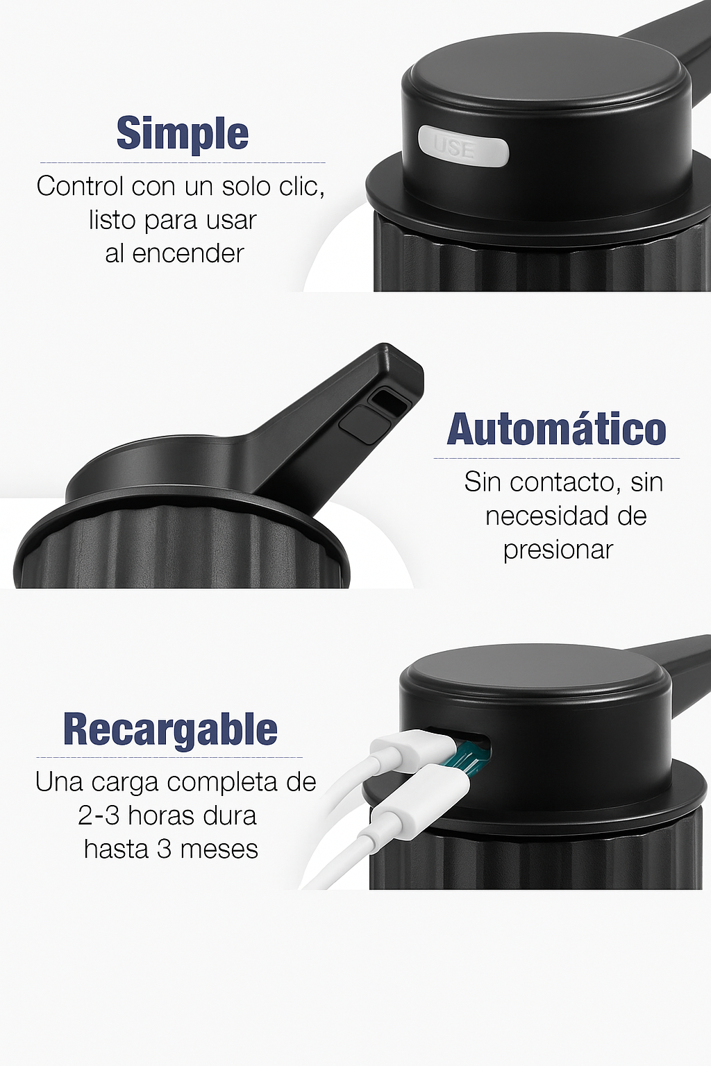 Dispensador Automático de Jabón Blancel – Sin Contacto, Recargable, Bomba Eléctrica de Jabón Manos Libres para Cocina y Baño