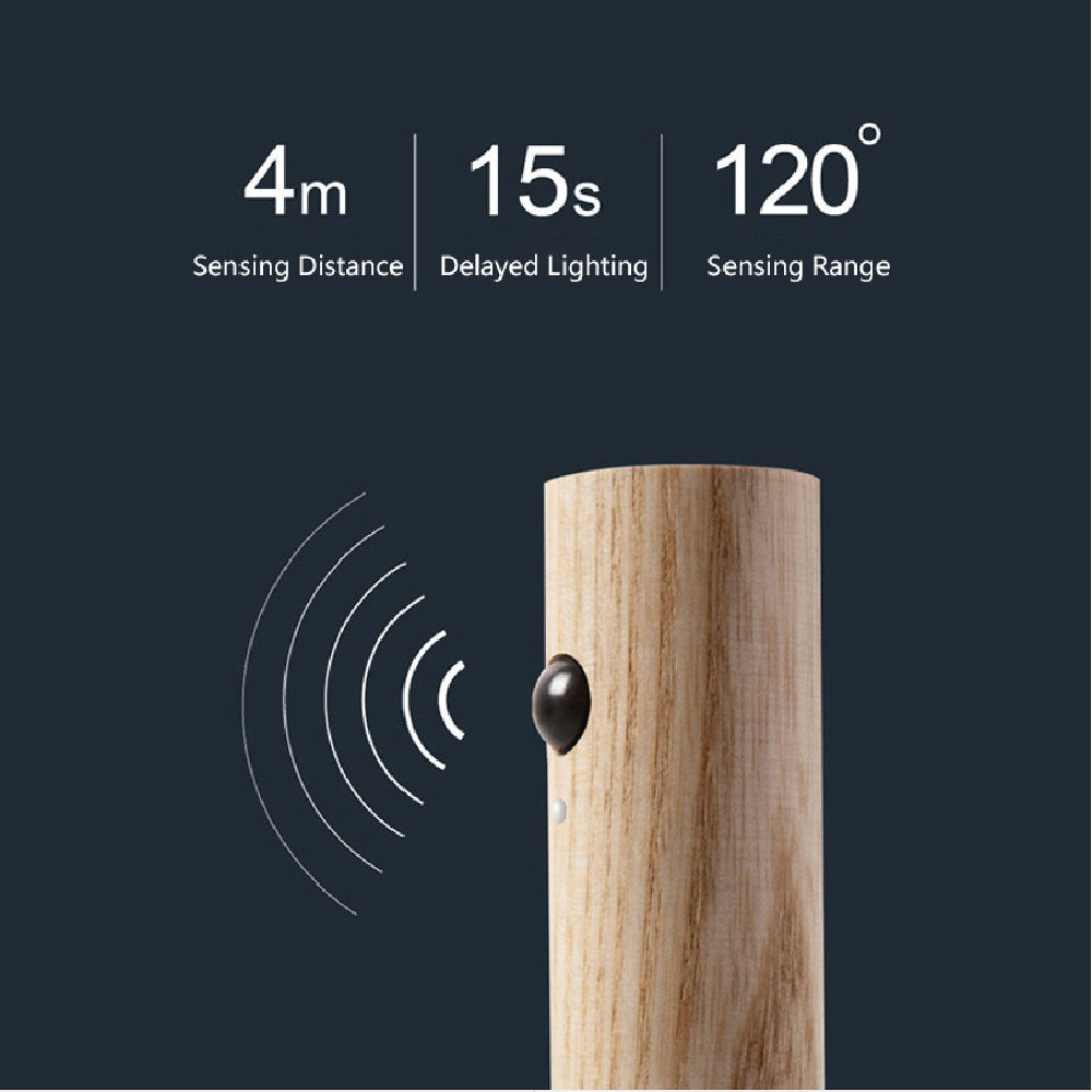 Motion Sensor Night Light – Wooden Design | USB Rechargeable | Warm Ambient Lighting