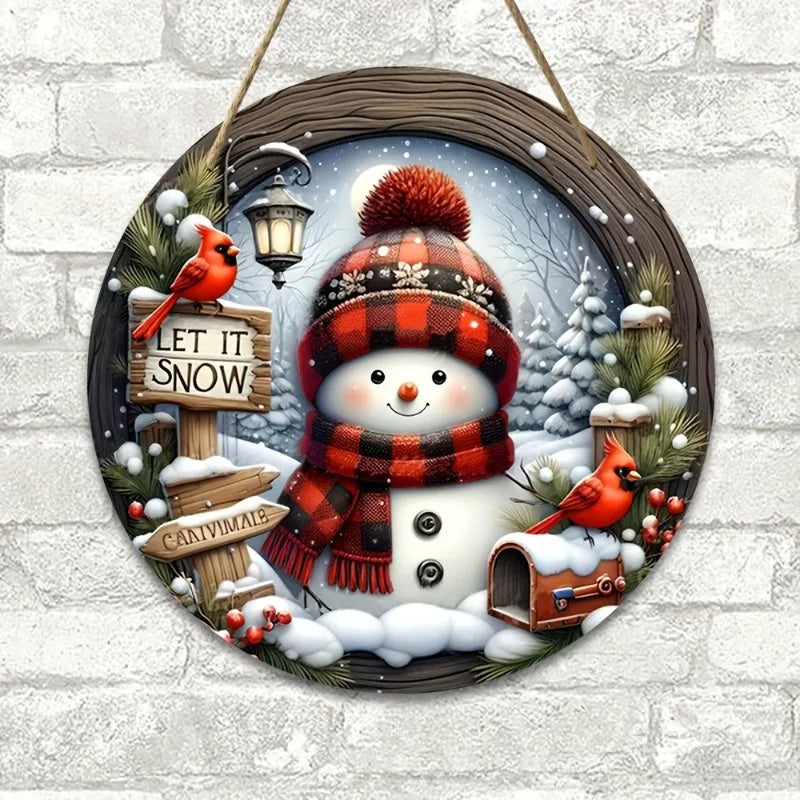 Acrylic snowman wreath for front door clear lightweight Christmas decor

