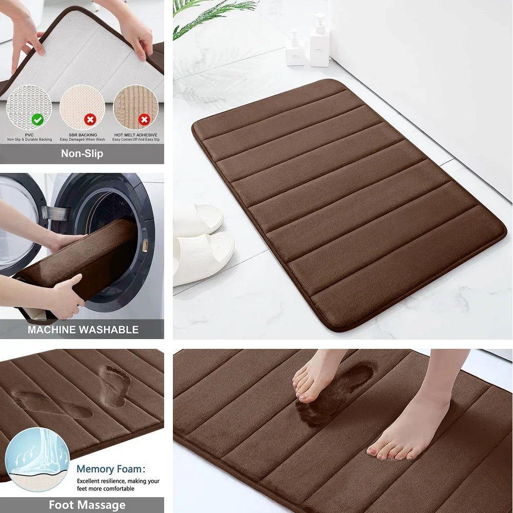 Memory foam bath mat in multiple colors bathroom decor options
