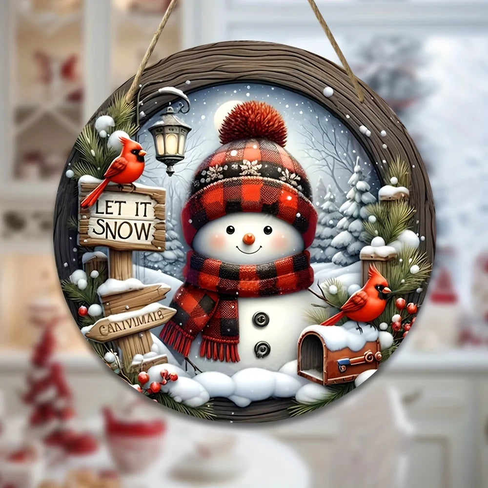 Christmas snowman wreath centerpiece 8 inch for table or door display
