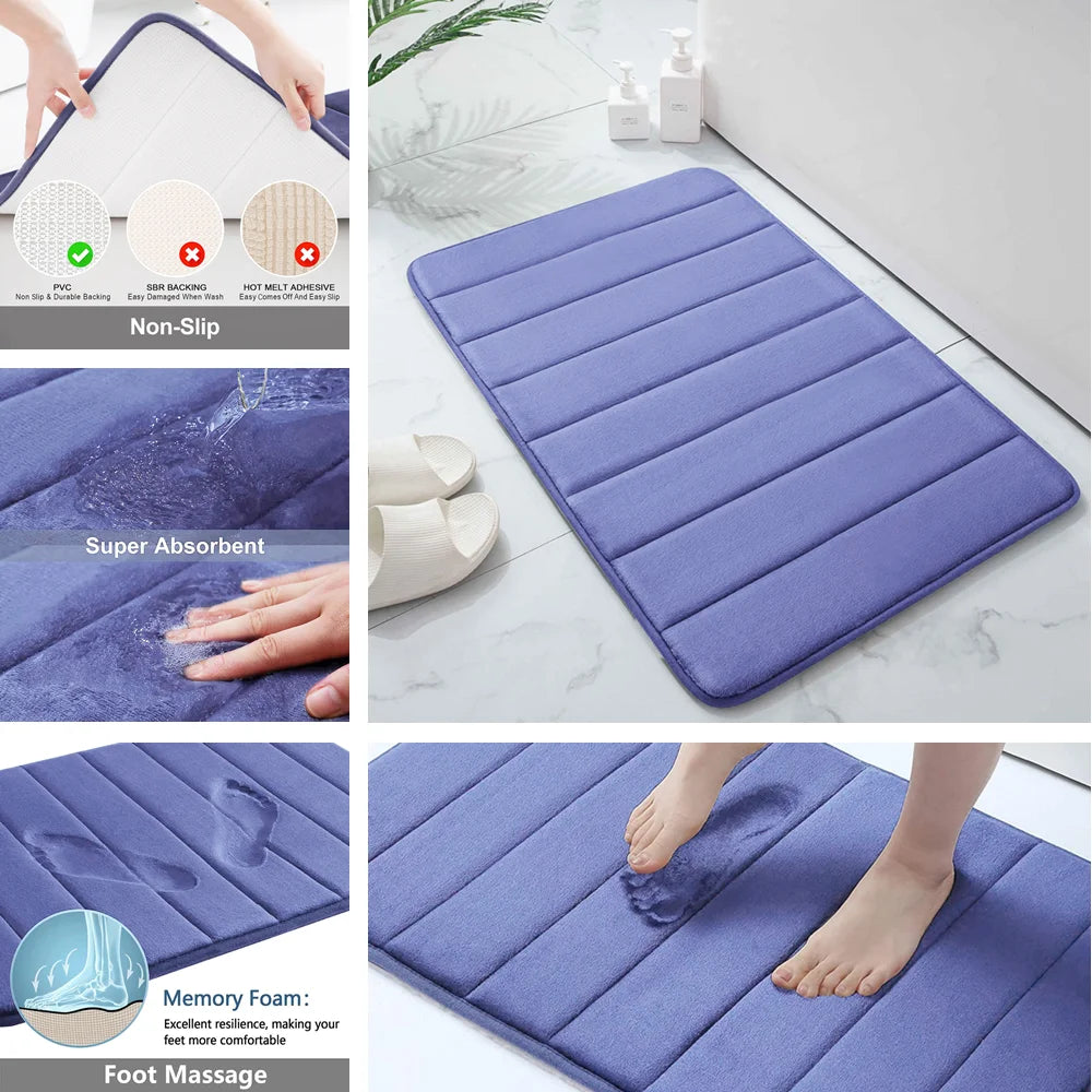Anti slip memory foam bathroom rug safe for kids and elderly
