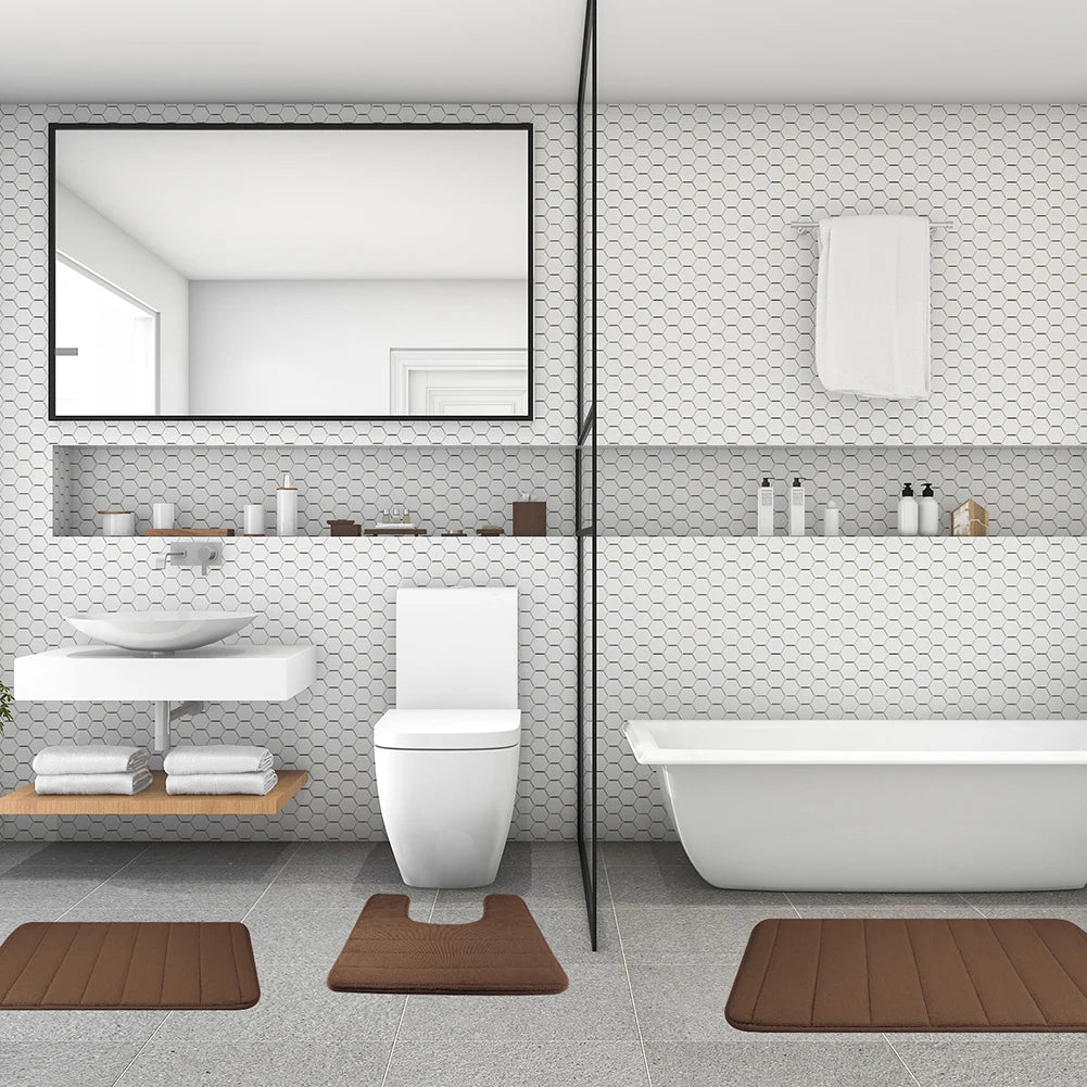 Quick dry memory foam bath mat prevents mold and mildew
