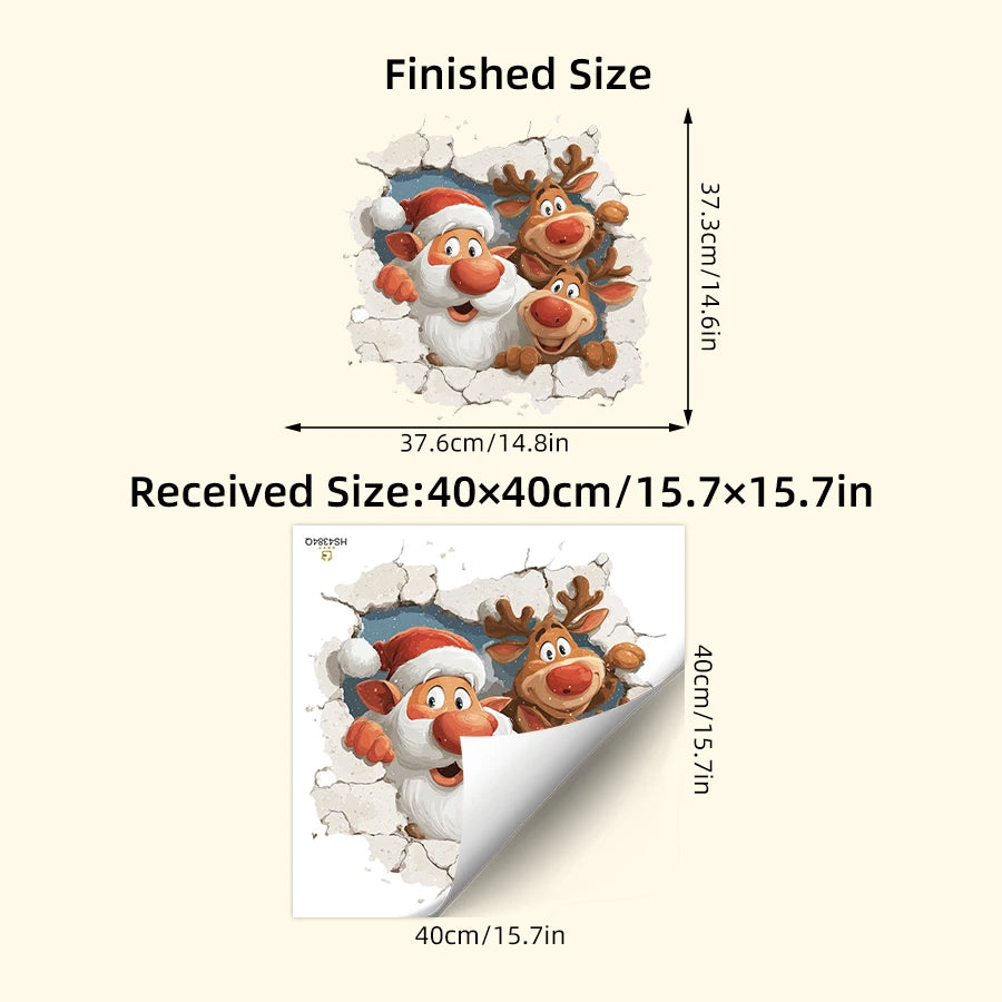 Christmas Wall Decals - Santa & Reindeer Removable Holiday Stickers for Kids Room & Living Room