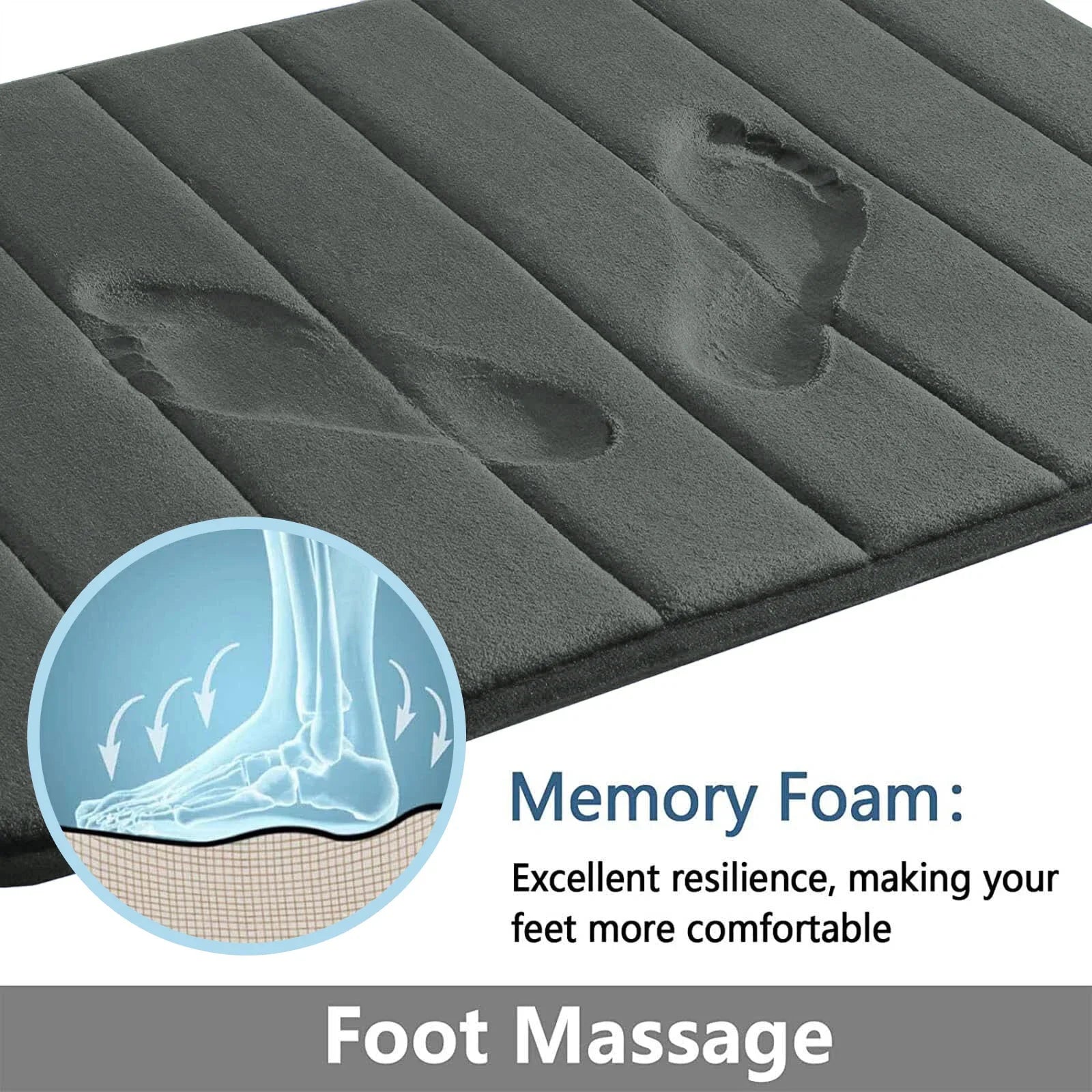 Memory foam bath mat in use comfortable step out of shower
