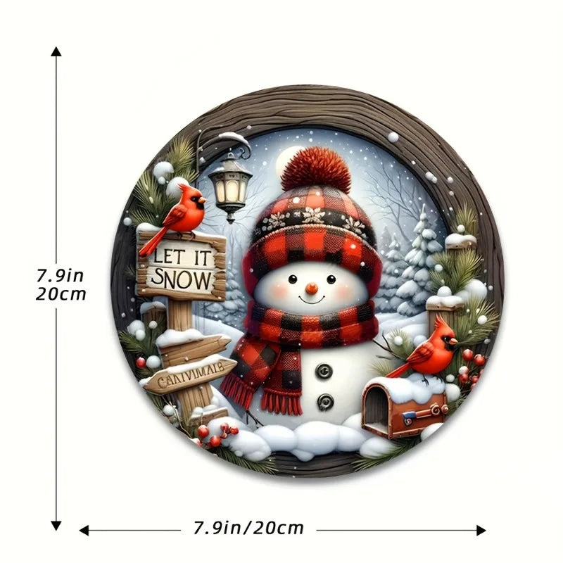 Snowman holiday wreath acrylic centerpiece for wall or door decoration
