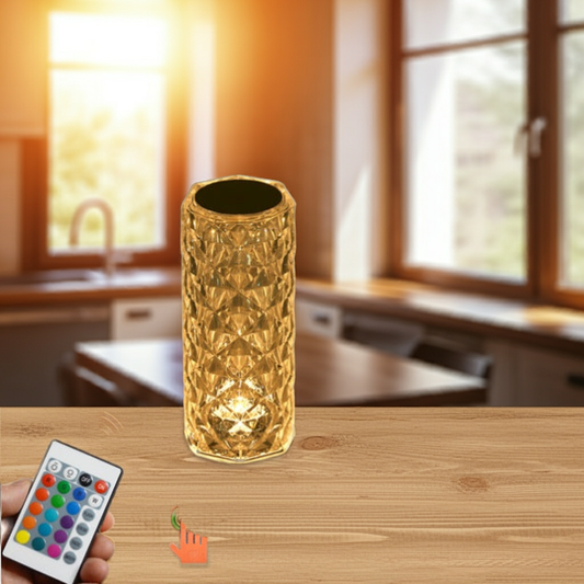 Lámpara de Mesa Cristal Diamante Recargable – Acrílica, Decorativa y Elegante para Dormitorio y Mesita de Noche