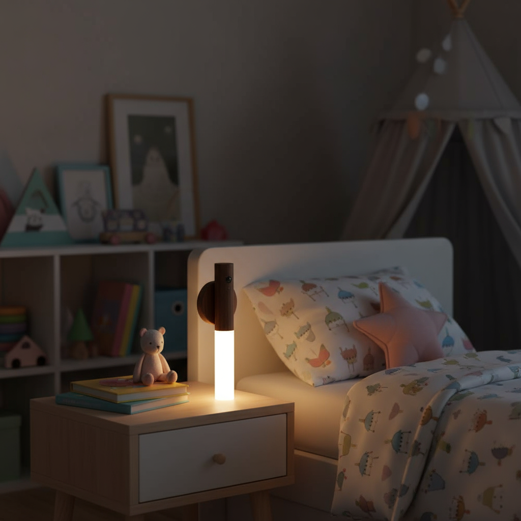 Motion sensor light on nightstand