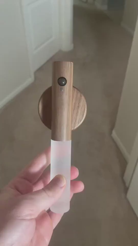 Wooden PIR sensor light rechargeable battery LED warm
