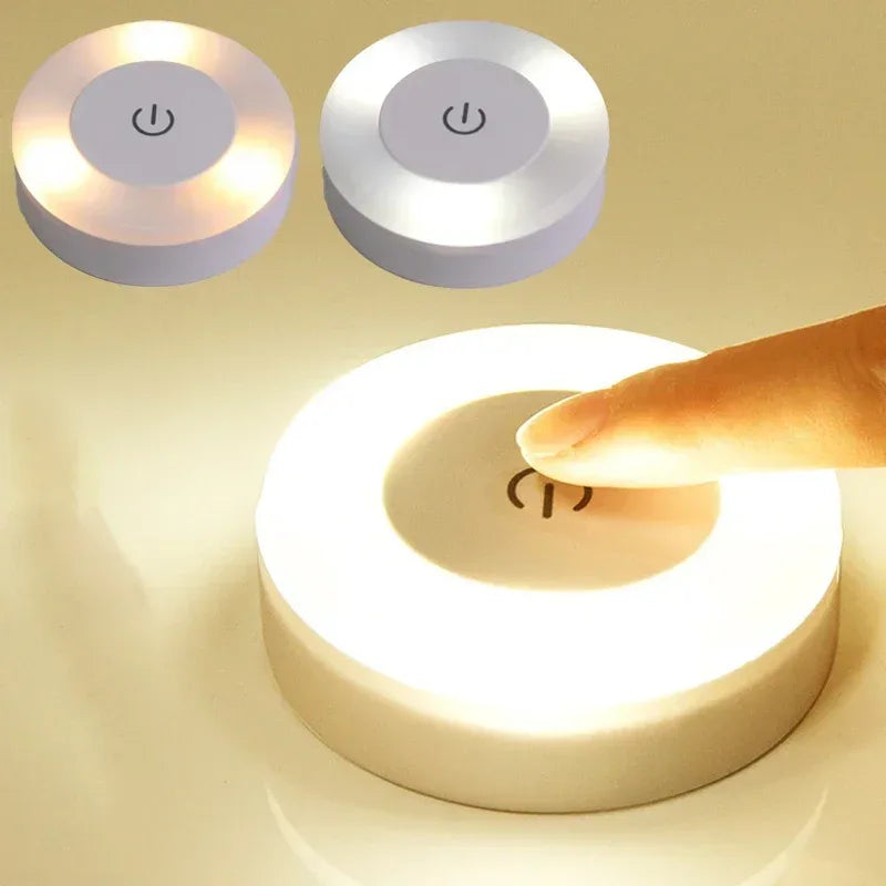 Touch sensor LED night light with a soft glow, featuring a sleek design and easy operation.