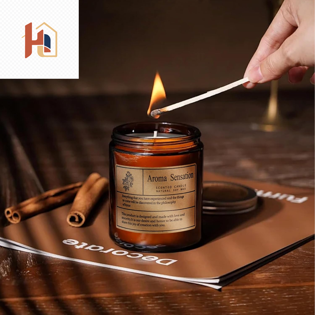 Organic lavender candle relaxing ambiance bedroom bathroom
